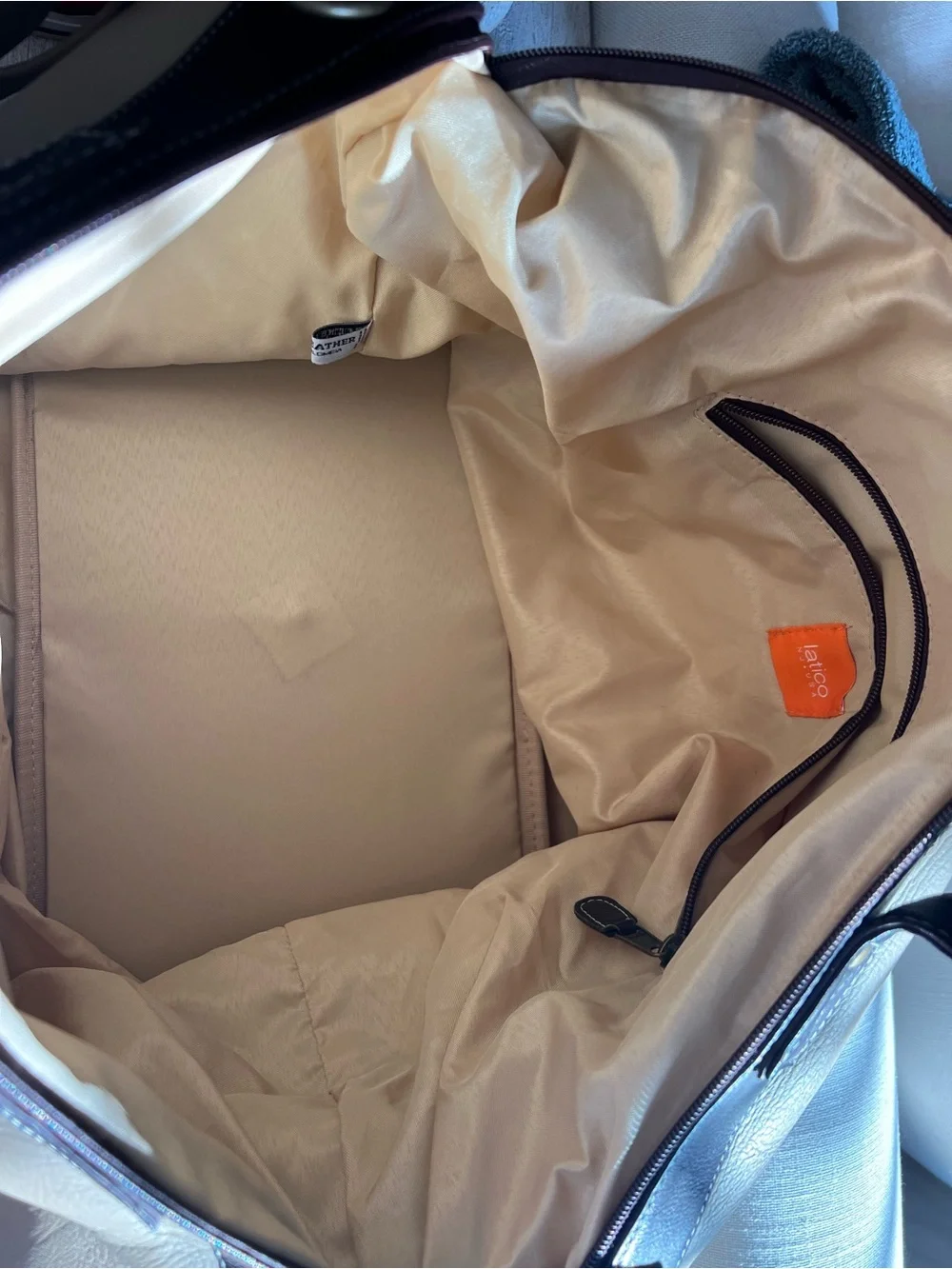 Latico Two-Tone Leather Large Weekender Duffle Carryon Bag - Beige and Brown